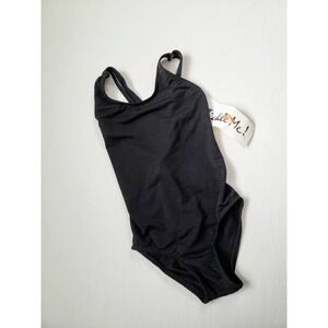 Girls size 10 Tickle Me black ballet leotard‎ | vintage 1990s cross back